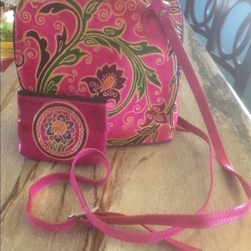 Pink Floral Crossbody Purse and Wallet